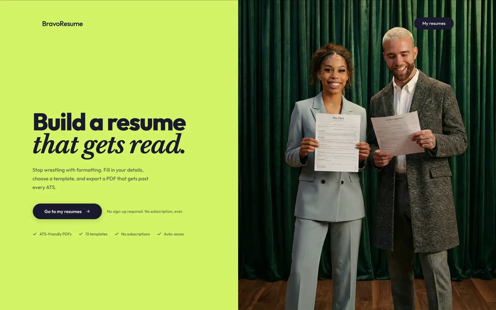 BravoResume — The BravoResume landing page