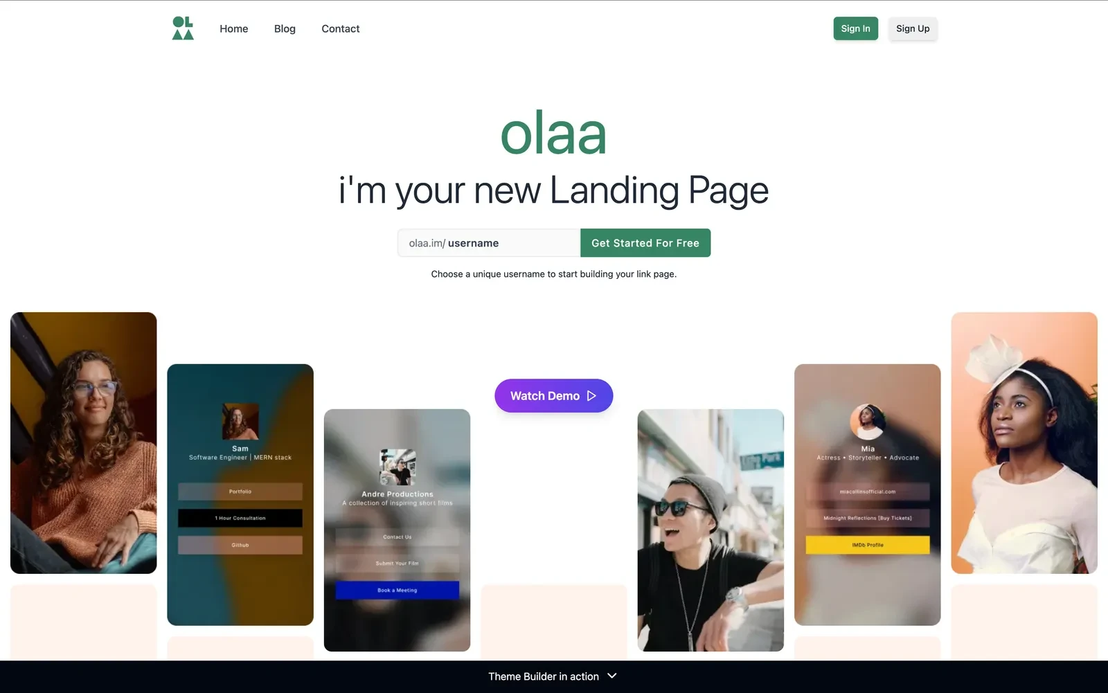 Olaa — The Olaa landing page
